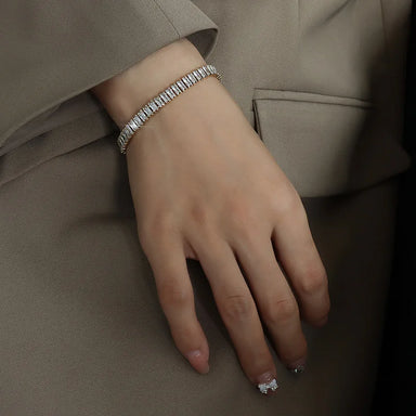 J&D Instagram Hot 18K Gold Plated Stainless Steel Jewelry Tennis Bracelets Shiny Cubic Zirconia Bracelet