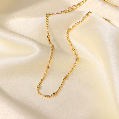 J&D 18k Gold Plated Stainless Steel Anklet Gold-Plated Trendy Chain Design Stylish Round Bead Anklet