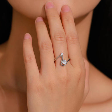 Ailmay 925 Sterling Silver Trendy Geometric Line Design Dazzling Clear CZ Finger Rings For Women Fine Jewelry Gifts