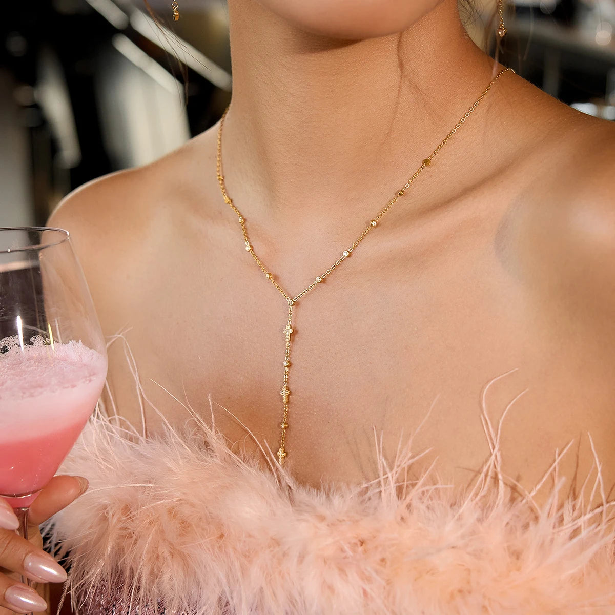 Cross Y-chain Necklace
