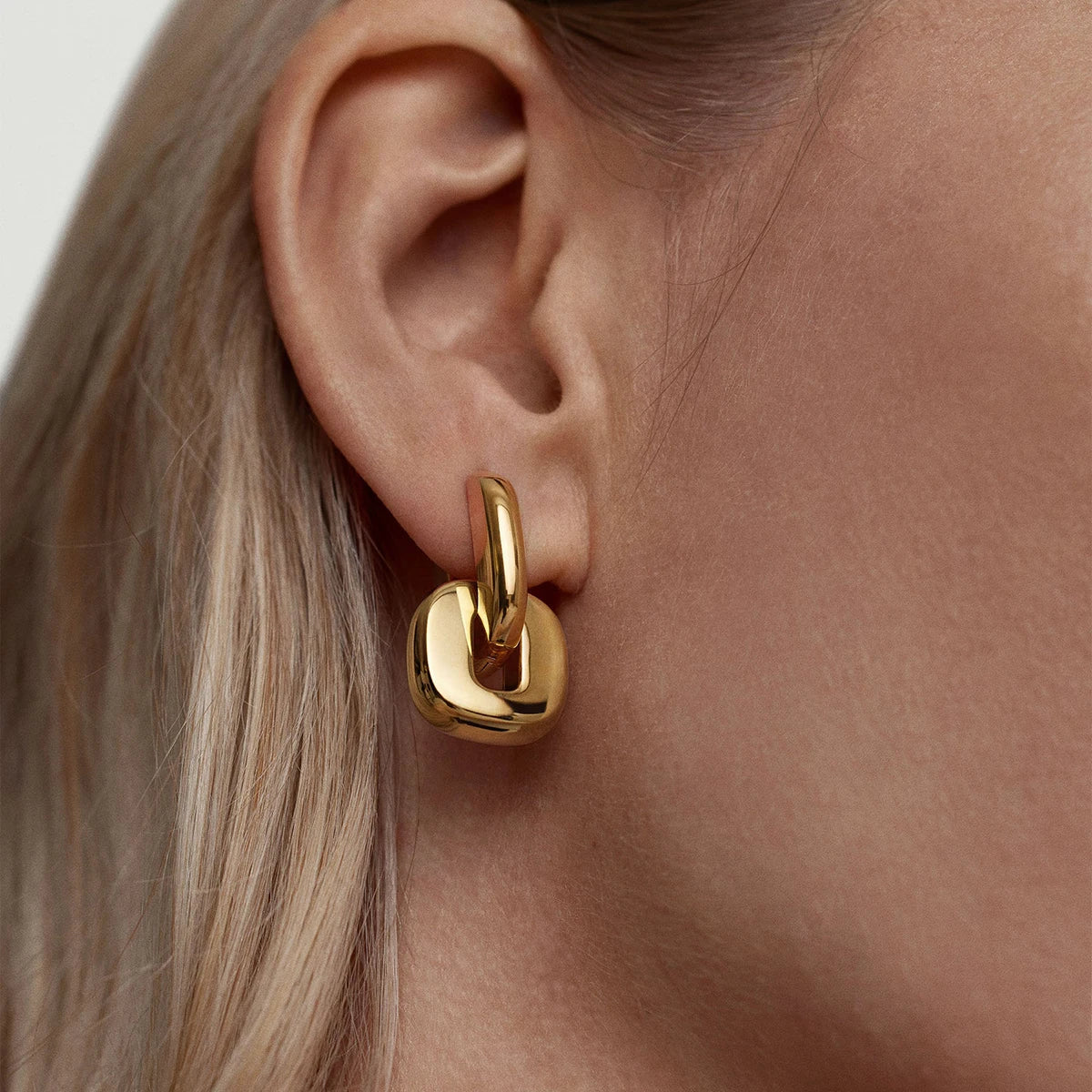 Two-Tone Oval Earrings Stackable