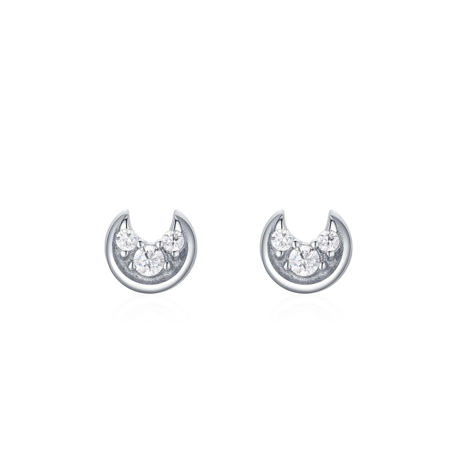 925 Sterling Silver Moon Stud Earrings
