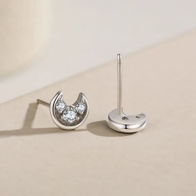 925 Sterling Silver Moon Stud Earrings - Kimiko