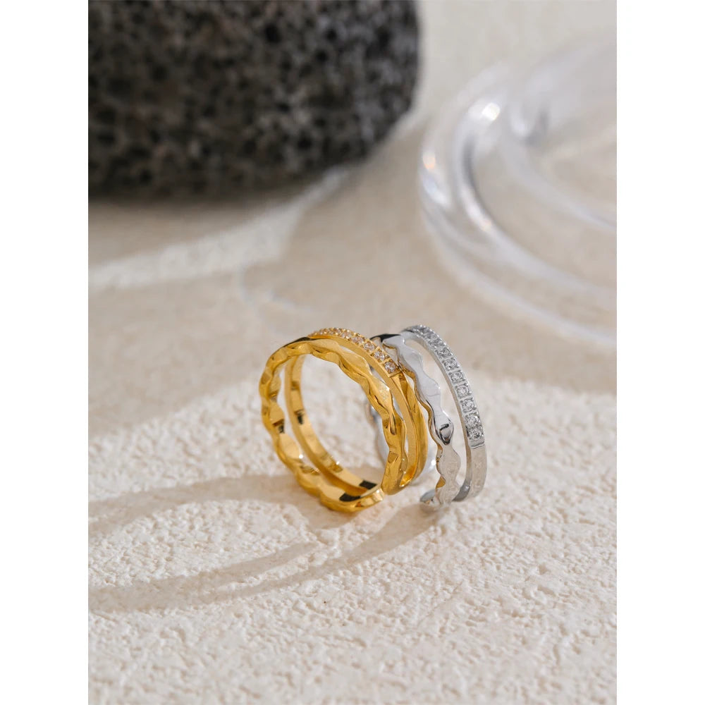 Zircon Open 18K Gold Plated Adjustable Ring
