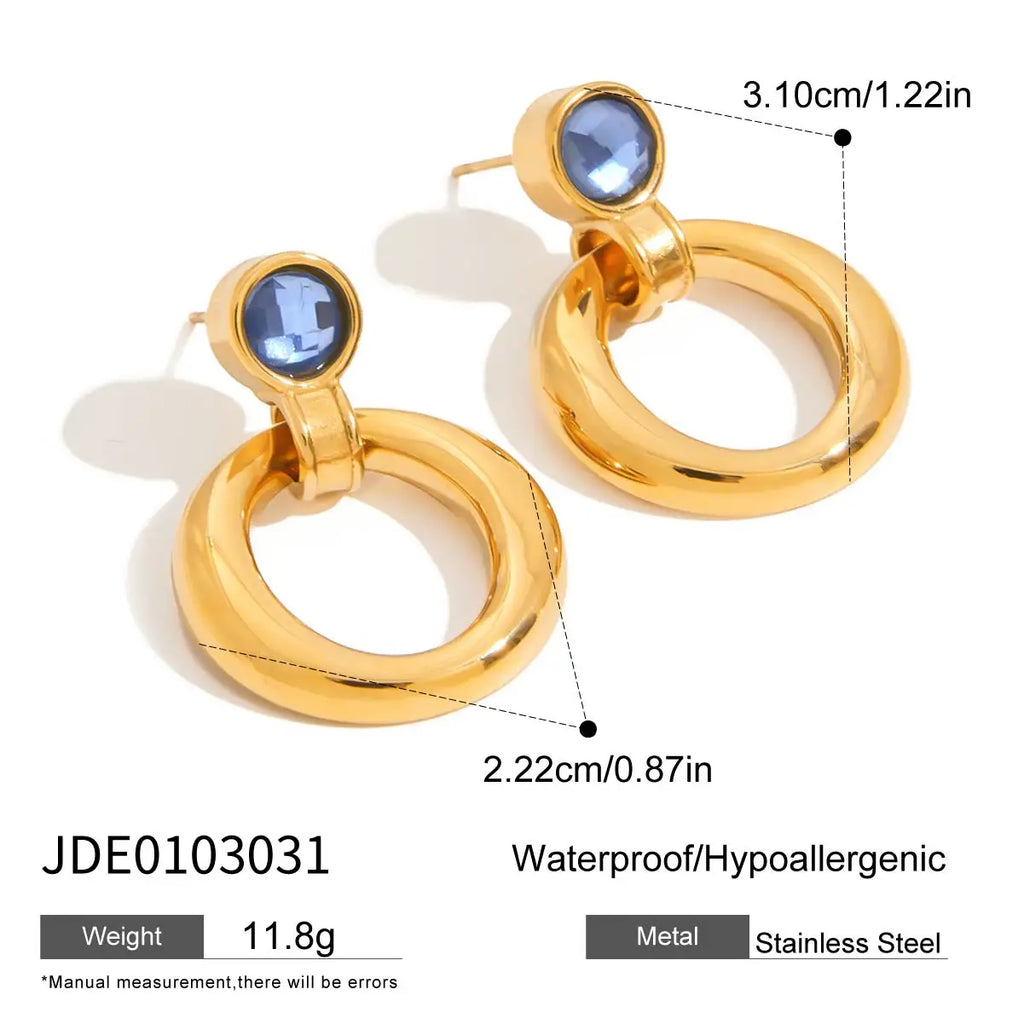 Blue Cubic Zircon Hoop Earring