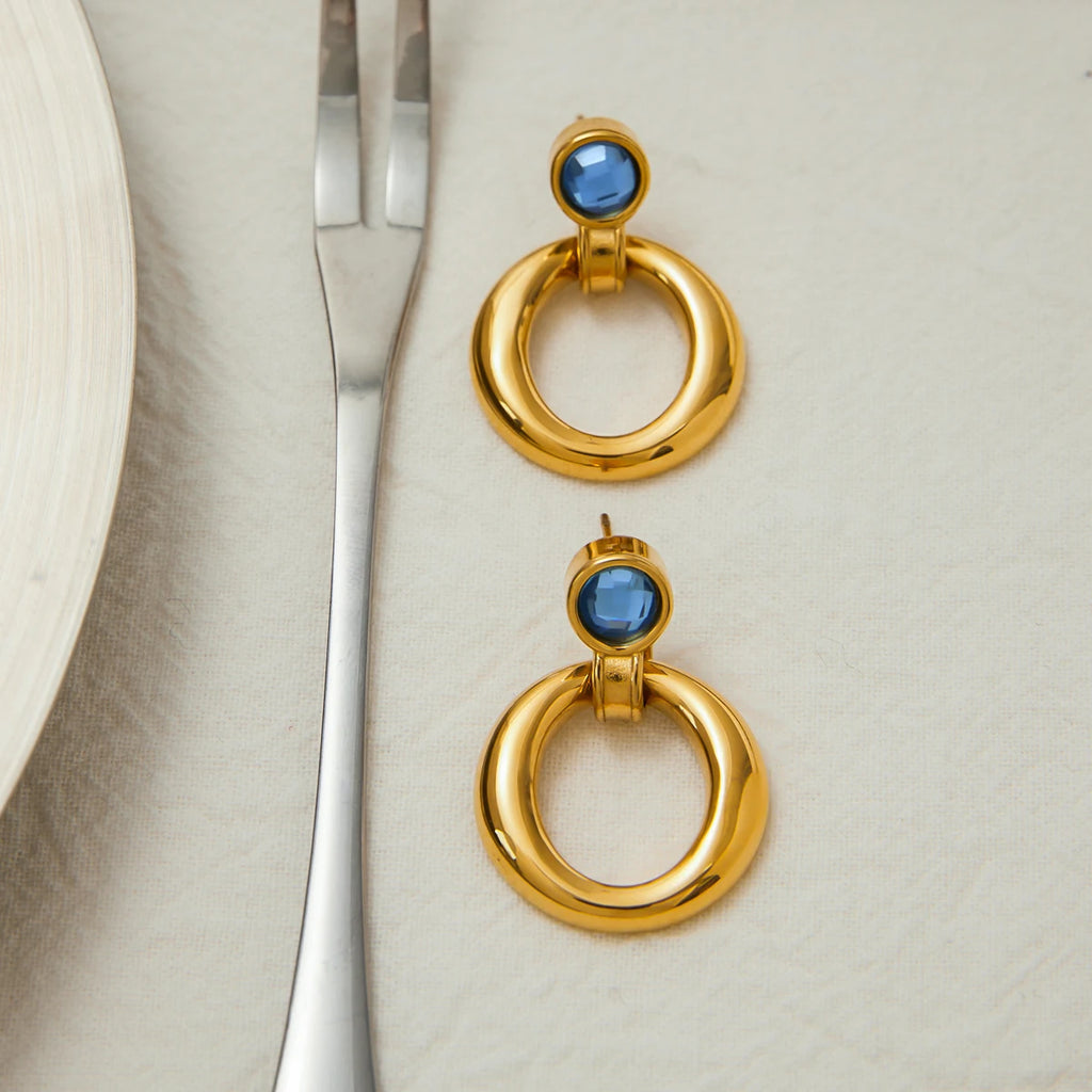 Blue Cubic Zircon Hoop Earring