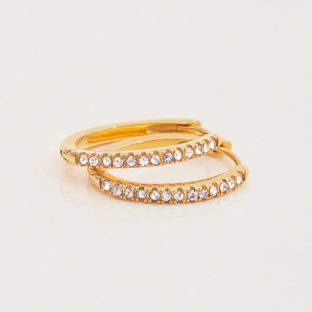 Half Stone Hoop Earring
