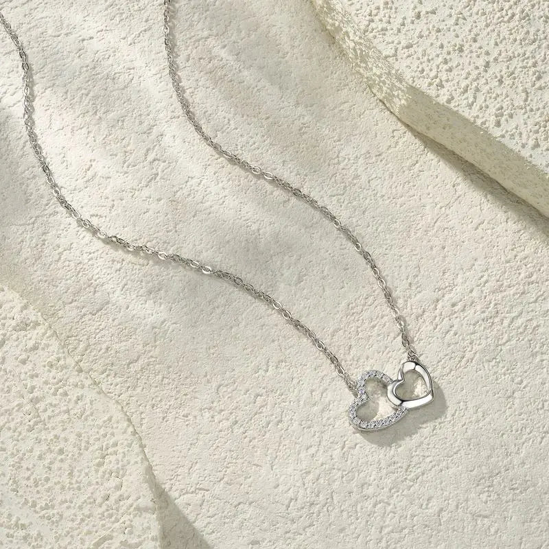 S925 Silver Women's Heart Necklace Round Moissanite Pendant Cross Chain Casual for Hot Sale Non-Fading Jewelry