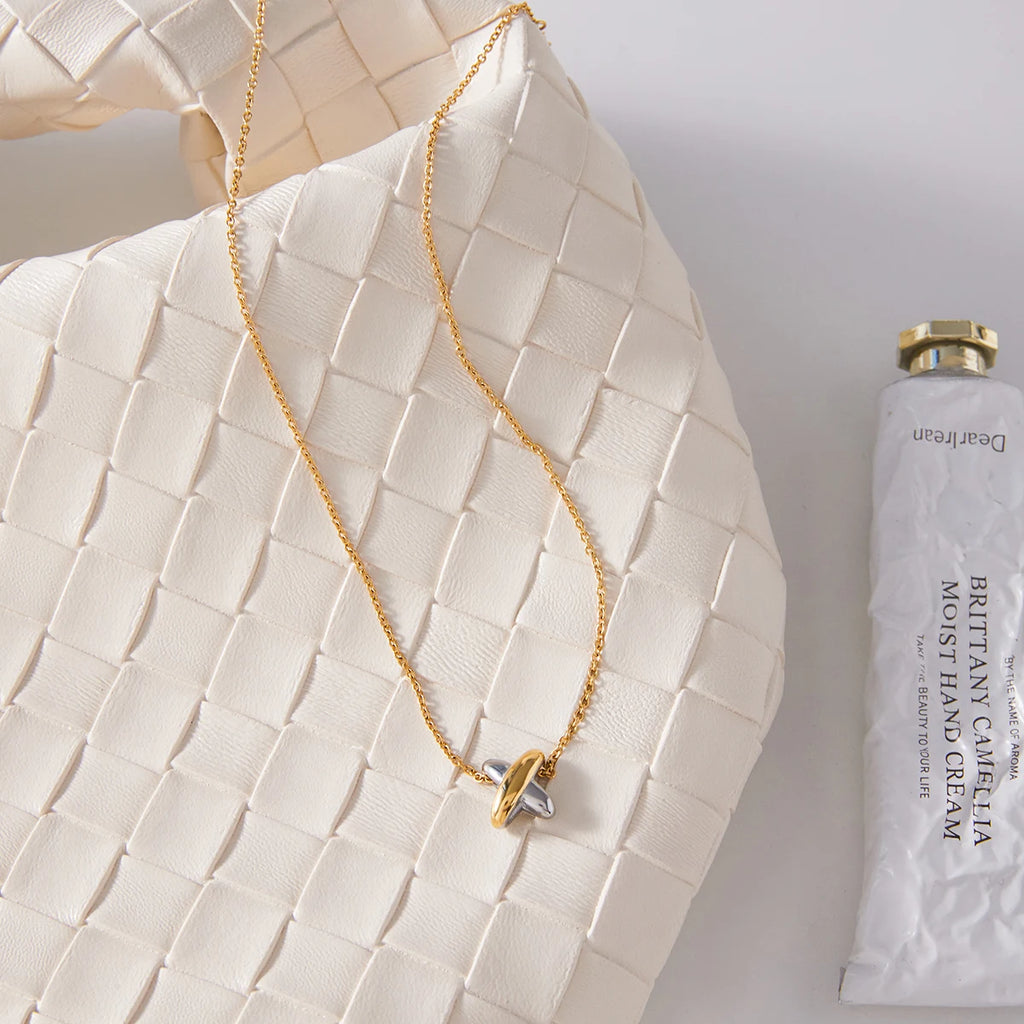 Two Tone X Cross Pendant Necklace