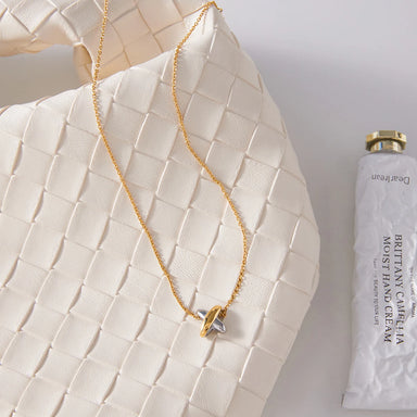 Two Tone X Cross Pendant Necklace