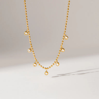 White Zircon Pendant Bead Necklace
