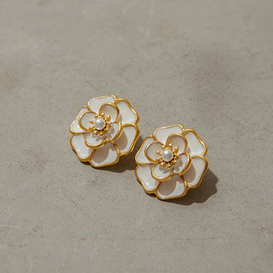 Resin Floral Earrings 18K Gold