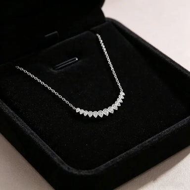 S925 Sterling Silver Moissanite Smiley Pendant Necklace Pear Shape Bezel-Set Pave Diamond-Style Necklace