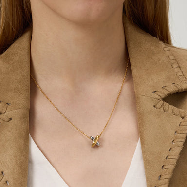 Two Tone X Cross Pendant Necklace