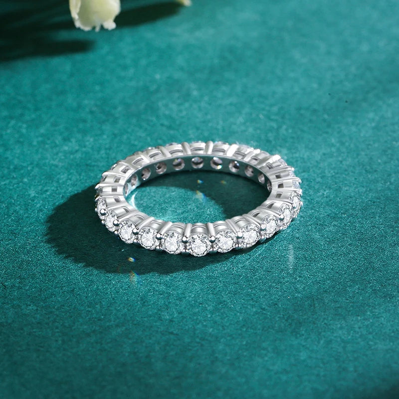 Ailmay 925 Sterling Silver Luxury Full Zircon Sparkling Stackable Setting Finger Ring for Women Wedding Engagement Fine Jewelry