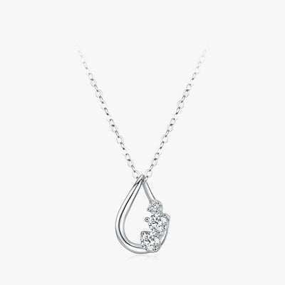 925 Sterling Silver Necklace Waterdrop Shaped Pendant