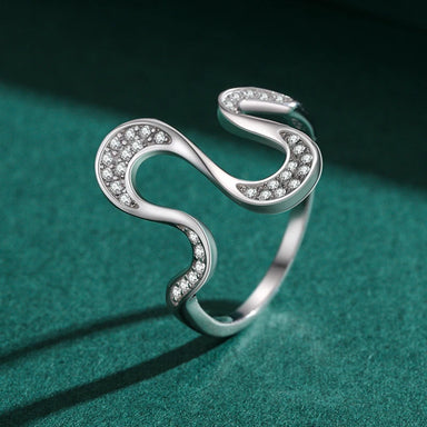 Ailmay Real 925 Sterling Silver Fashion Dazzling CZ Irregular Shape Finger Ring for Women Girls Party Accessories Jewelry