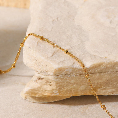 J&D 18k Gold Plated Stainless Steel Anklet Gold-Plated Trendy Chain Design Stylish Round Bead Anklet