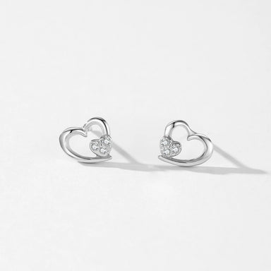925 Sterling Silver Zircon Earrings Heart - Kimiko