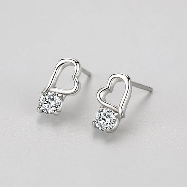 925 Silver Heart Stud Earrings - Kimiko