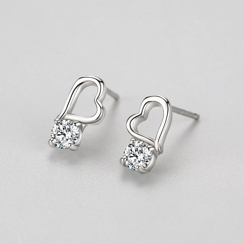 925 Silver Heart Stud Earrings