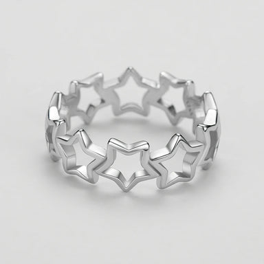Ailmay Simple Hollow Star Real 925 Sterling Silver Rings for Women Girls Fine Design Ring Statement Jewelry Party Gift