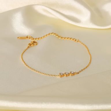 Dainty 18K Gold Plated Stainless Steel Fine Charm Mulit Cubic Zirconia Water Drop Pendant Bracelet for Women