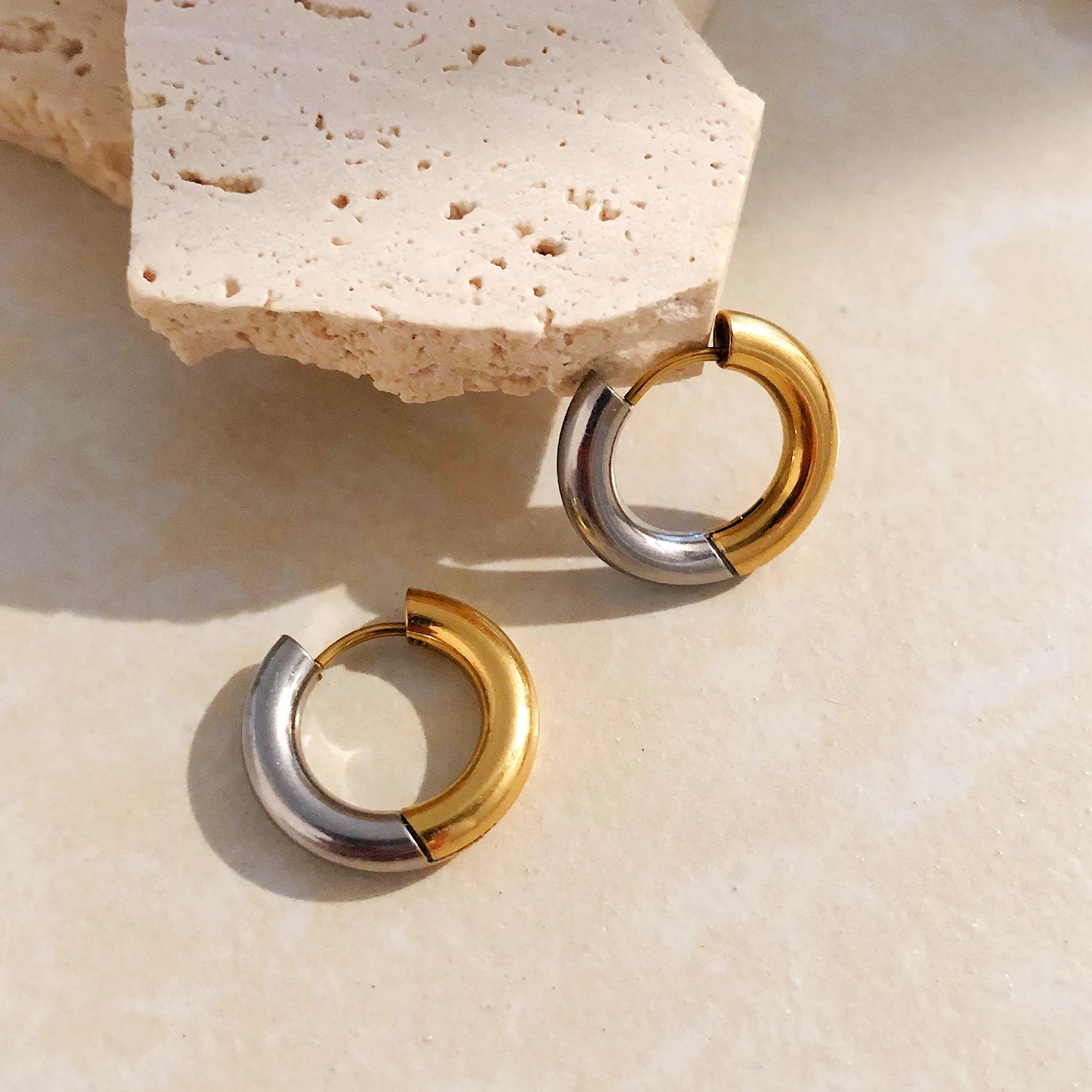 Dual tone Hoop Earrings
