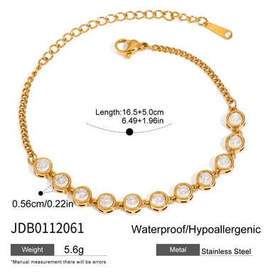 J&D Women's Stainless Steel Athleisure Bracelet Fashion Round Zircon Pattern Party Gift Tennis Bracelet