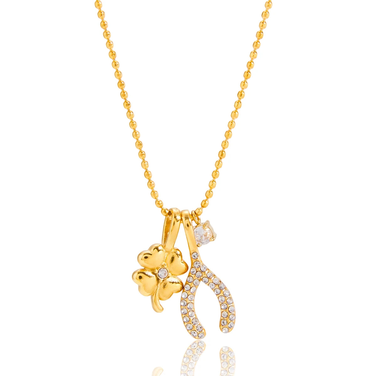 Wishbone Bead Chain Lucky Charms Necklace