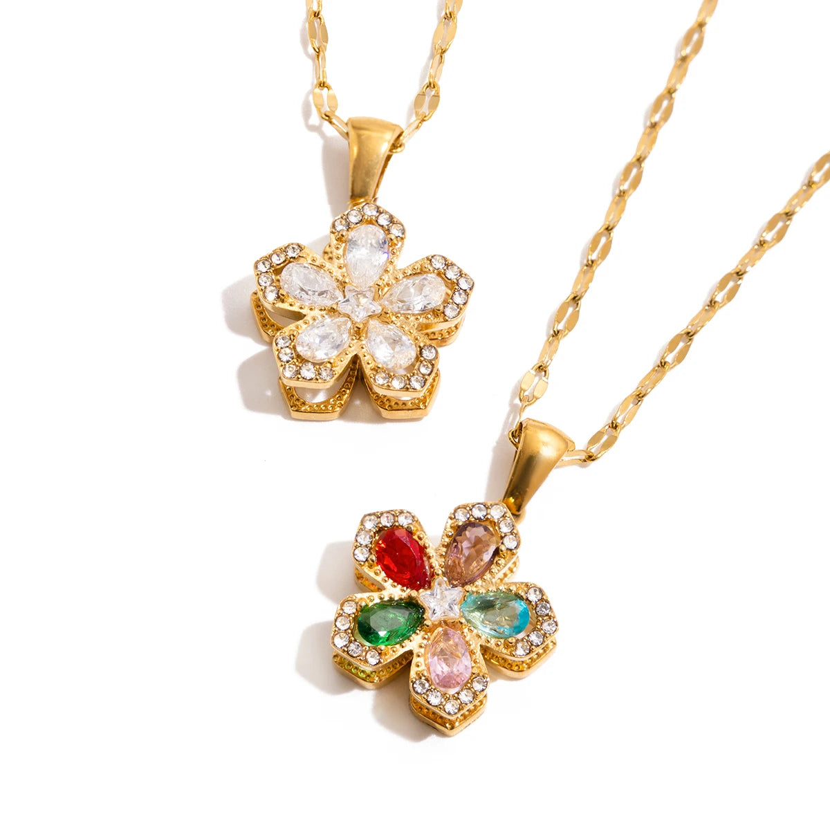 Fidget Spinner Flower Rotatable Pendant Necklace