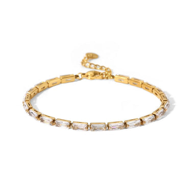 White Color Cubic Zirconia Circling Setting 18k Gold Plated  Stainless Steel Bracelets for Woman