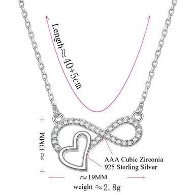 POLIVA Initial With Heart 925 Sterling Silver Zircon Fashion Necklace  for Women 18K Gold Plated Necklace