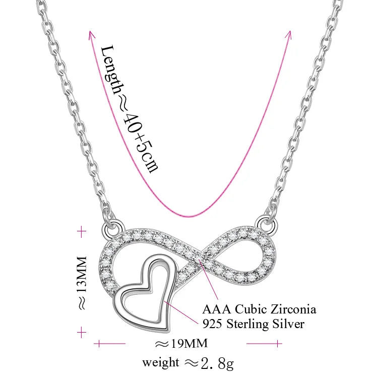 POLIVA Initial With Heart 925 Sterling Silver Zircon Fashion Necklace  for Women 18K Gold Plated Necklace