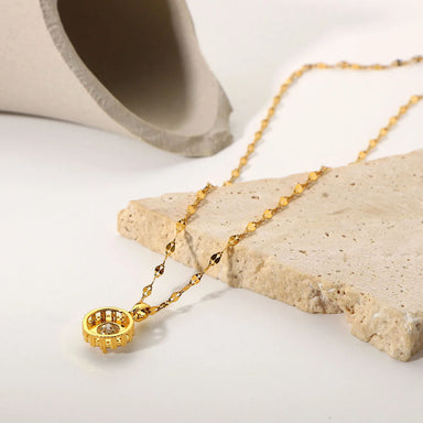 Circle Cubic Zircon Pendant Necklace