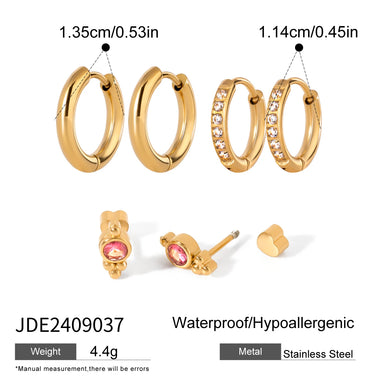White Crystal Hoop Earrings Set