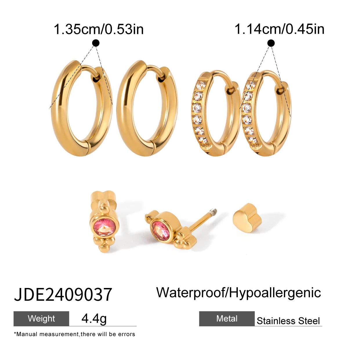 White Crystal Hoop Earrings Set