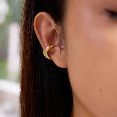 Three-layer White Rhinestone Wave Ear Clips