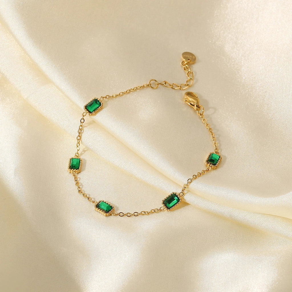 Green Rectangle Stone Bracelet