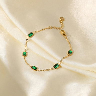 Green Rectangle Stone Bracelet