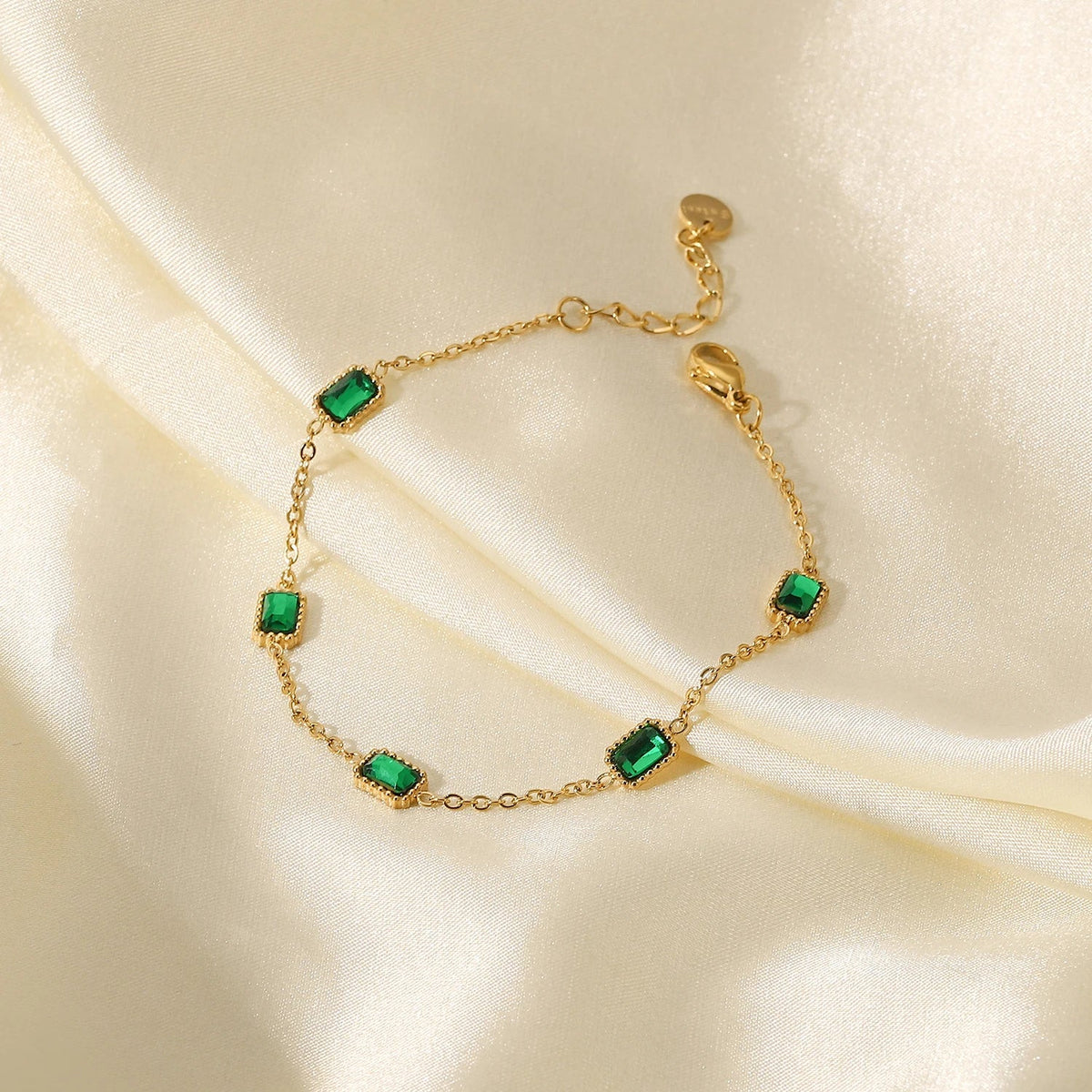Green Rectangle Stone Bracelet