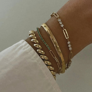 J&D Women's Ins Chain Minimalist Paper Clip Bracelet Circular Zircon Classic Gold Plated Sports Moissanite Bracelets Bangles
