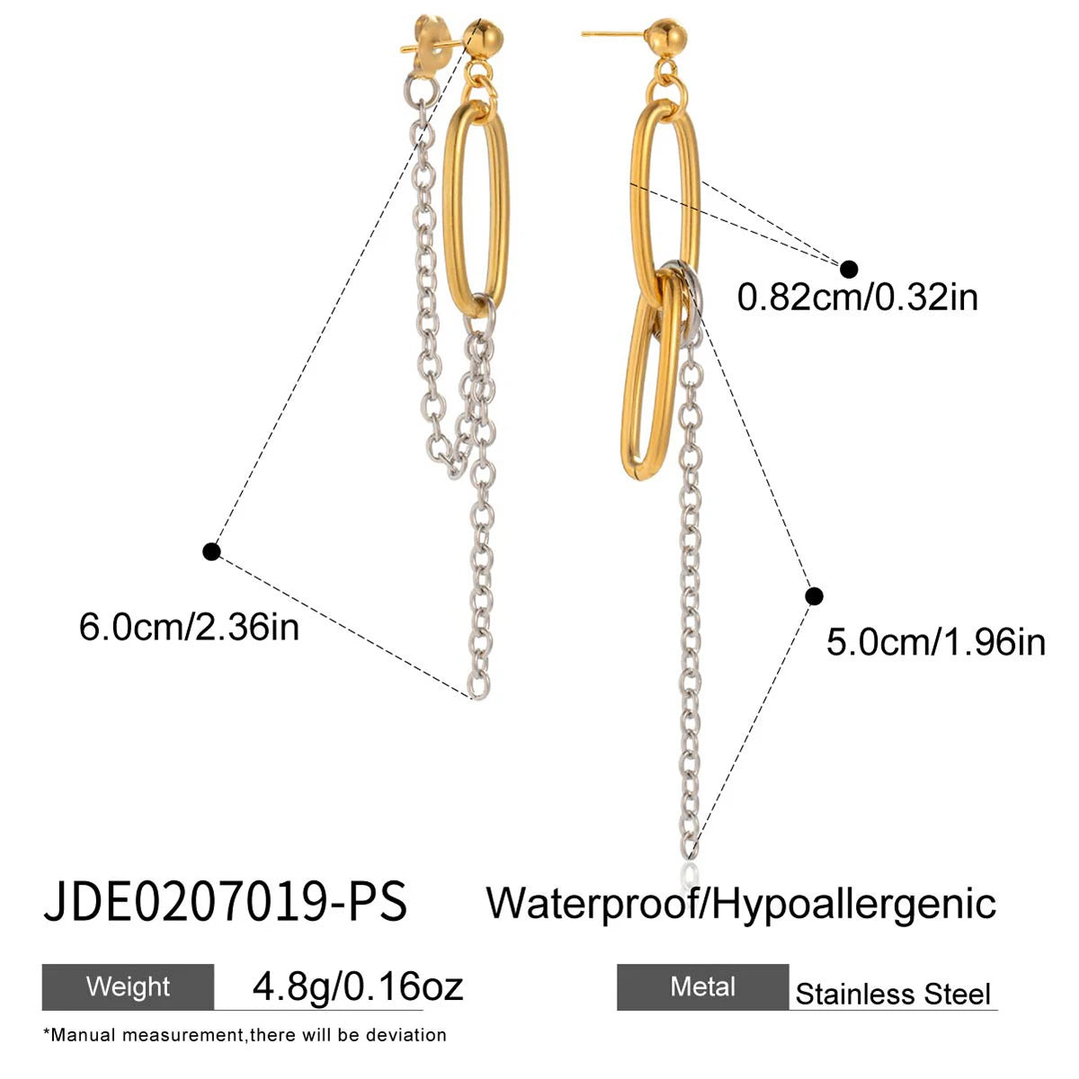 Two Tone Chain Tassel Earrings