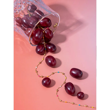 J&D Waterproof 14K Gold Plated Stainless Steel Jewelry Simple Minimalist Colorful Enamel Bead Chain Necklace