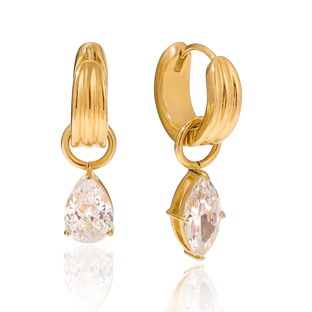 Teardrop Navette Asymmetrical Earrings