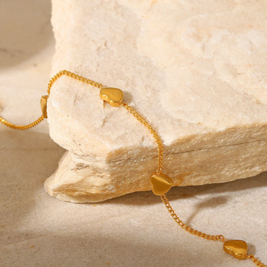 Fine Chain Hearts Charm Bracelet Gift Tarnish Free 18k Gold Plated Simple Jewelry Bracelet for Women