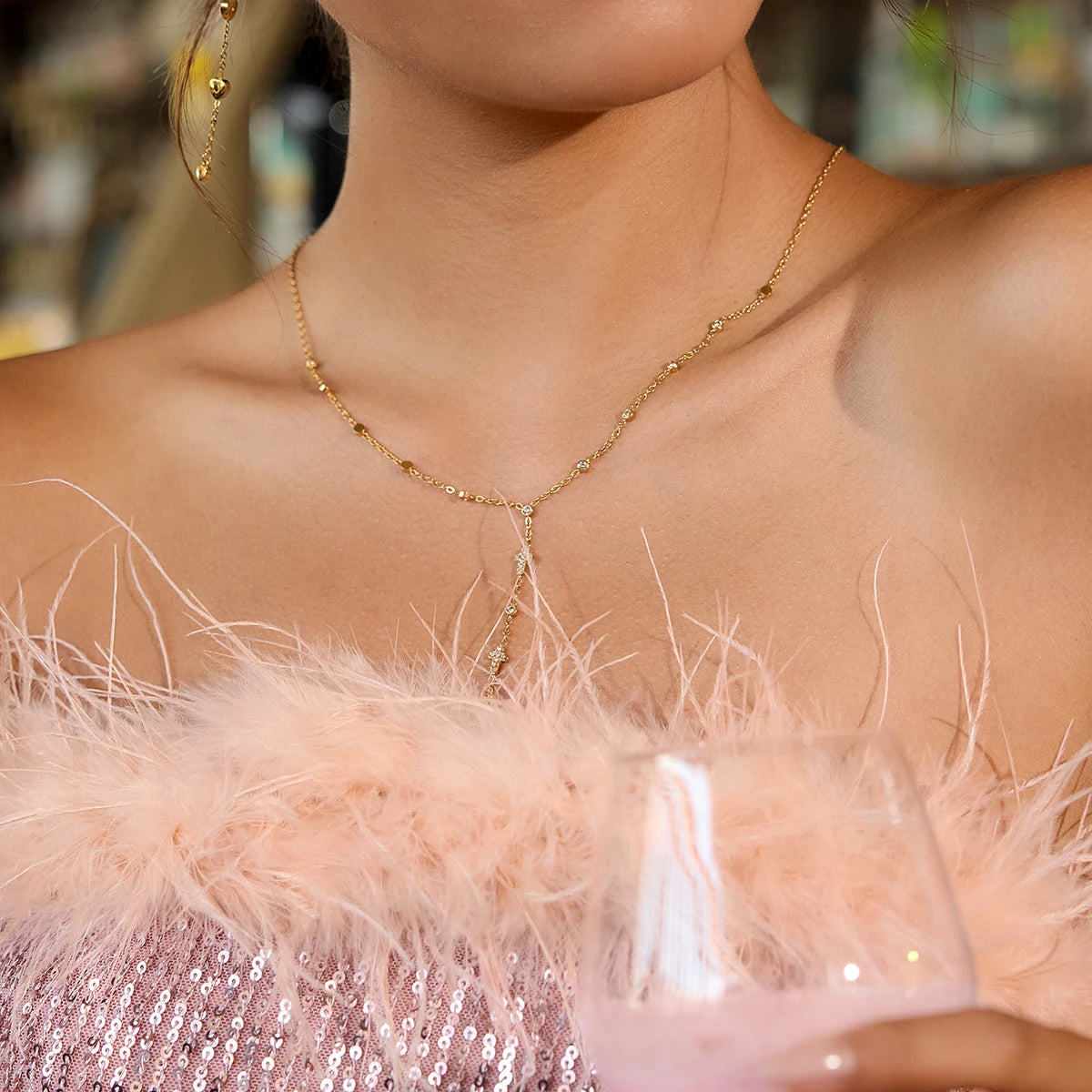 Cross Y-chain Necklace
