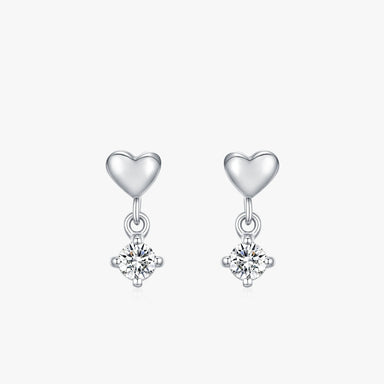 925 Sterling Silver Heart Shining Zircon Drop Earrings