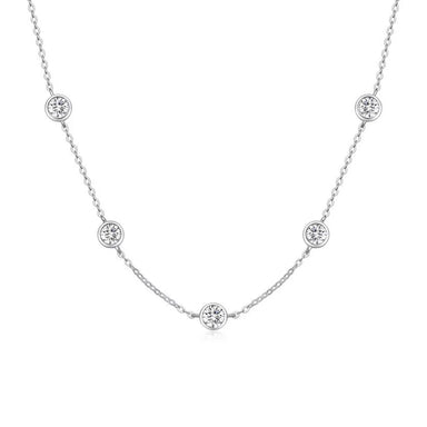 Good Quality 6mm Zircon Necklace 925 Sterling Silver Stacked Round Cute Chain Necklace Jewelry for Women Fine Jewelry