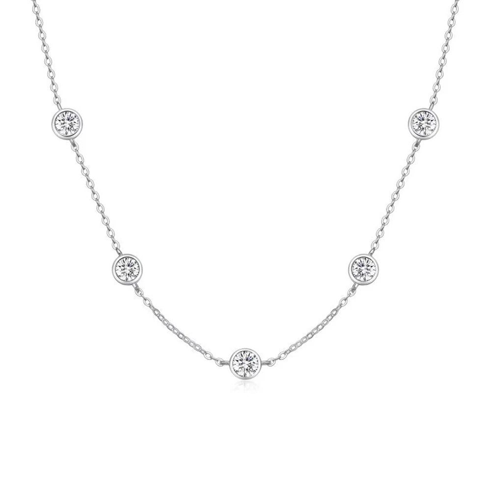 Good Quality 6mm Zircon Necklace 925 Sterling Silver Stacked Round Cute Chain Necklace Jewelry for Women Fine Jewelry